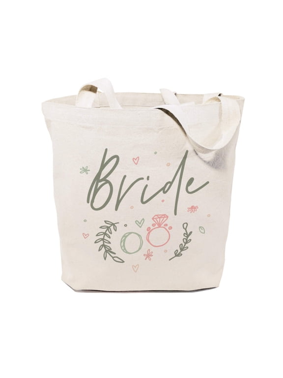 Floral Bride Wedding Cotton Canvas Tote Bag