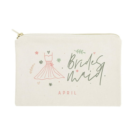 Floral Bridesmaid Personalized Cotton Canvas Cosmetic Bag