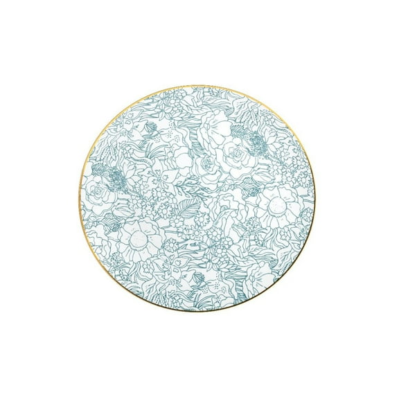 Floral Brush Blue 10" Dinner Plastic Wedding Party Plates 10ct.