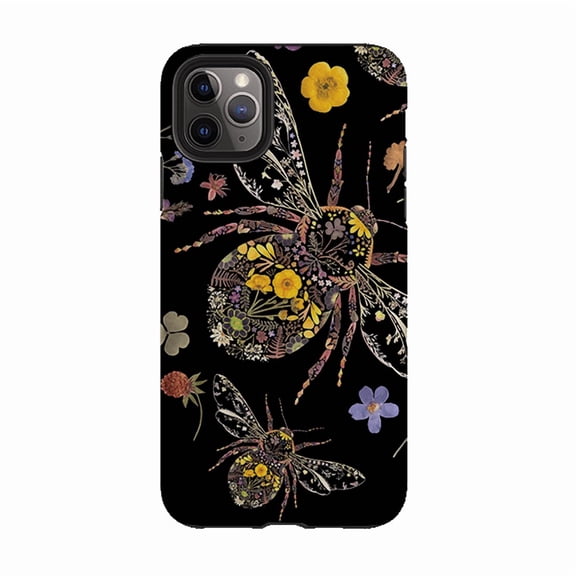 Floral Bumble Bees Botanical Art Phone Case for iPhone 16 15 14 13 12 11 Pro Max