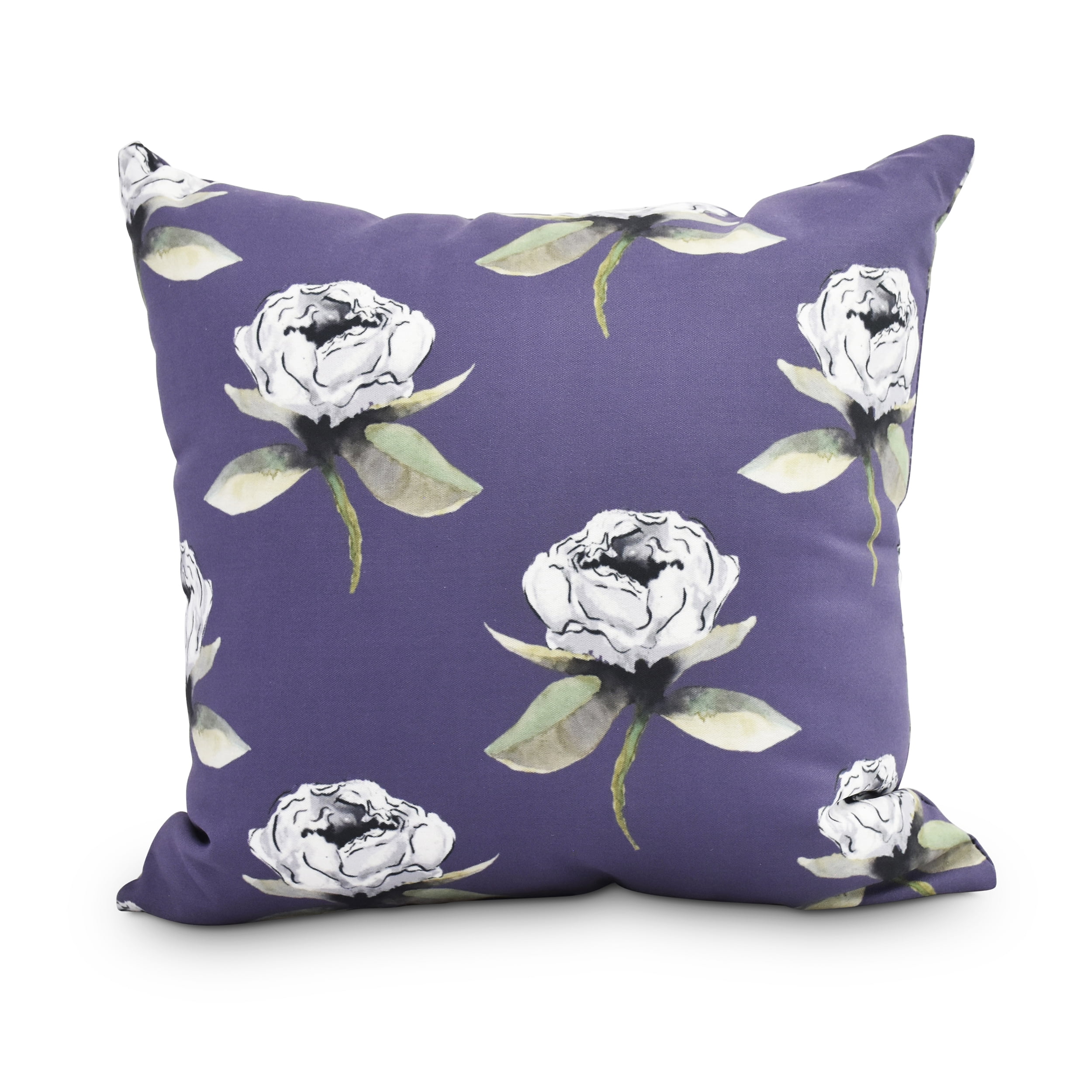 Floral Bunch 20 Inch Purple Floral Print Decorative Throw Pillow