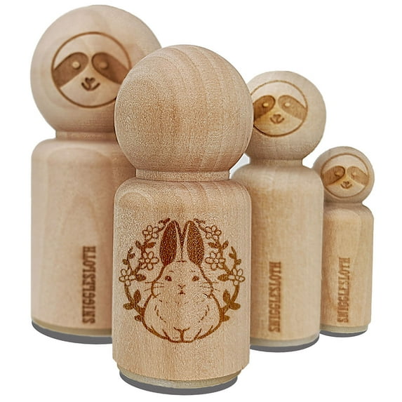 Floral Bunny Rabbit Emblem Easter Rubber Stamp for Scrapbooking Crafting Stamping - Large 1-1/4 Inch