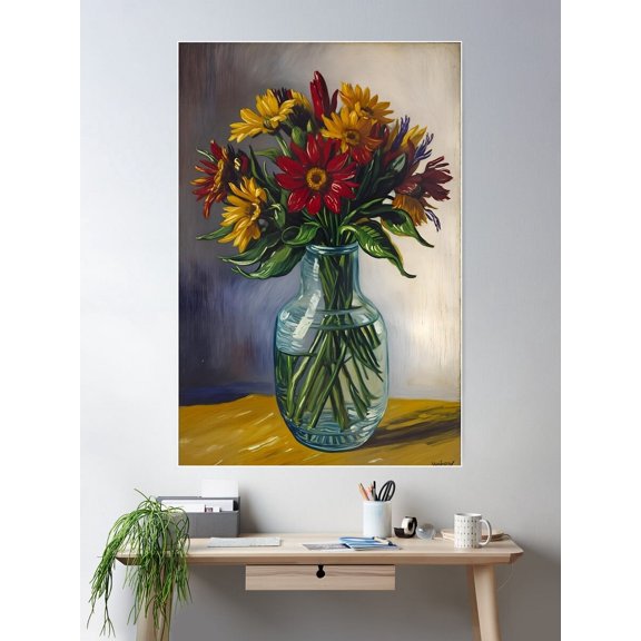 Floral Burst Poster Wall Art, Modern Wall Decor For Living Room Bedroom, 8x12 UNFRAMED