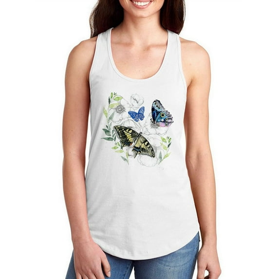 Floral Butterflies Art Racerback Tank Women -Jennifer Paxton Parker Designs, Female Medium