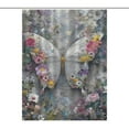 thumbnail image 1 of Floral Butterfly Art Serene Beauty Nature Cloth Fabric Bathroom Decor Set with Hooks, 1 of 7