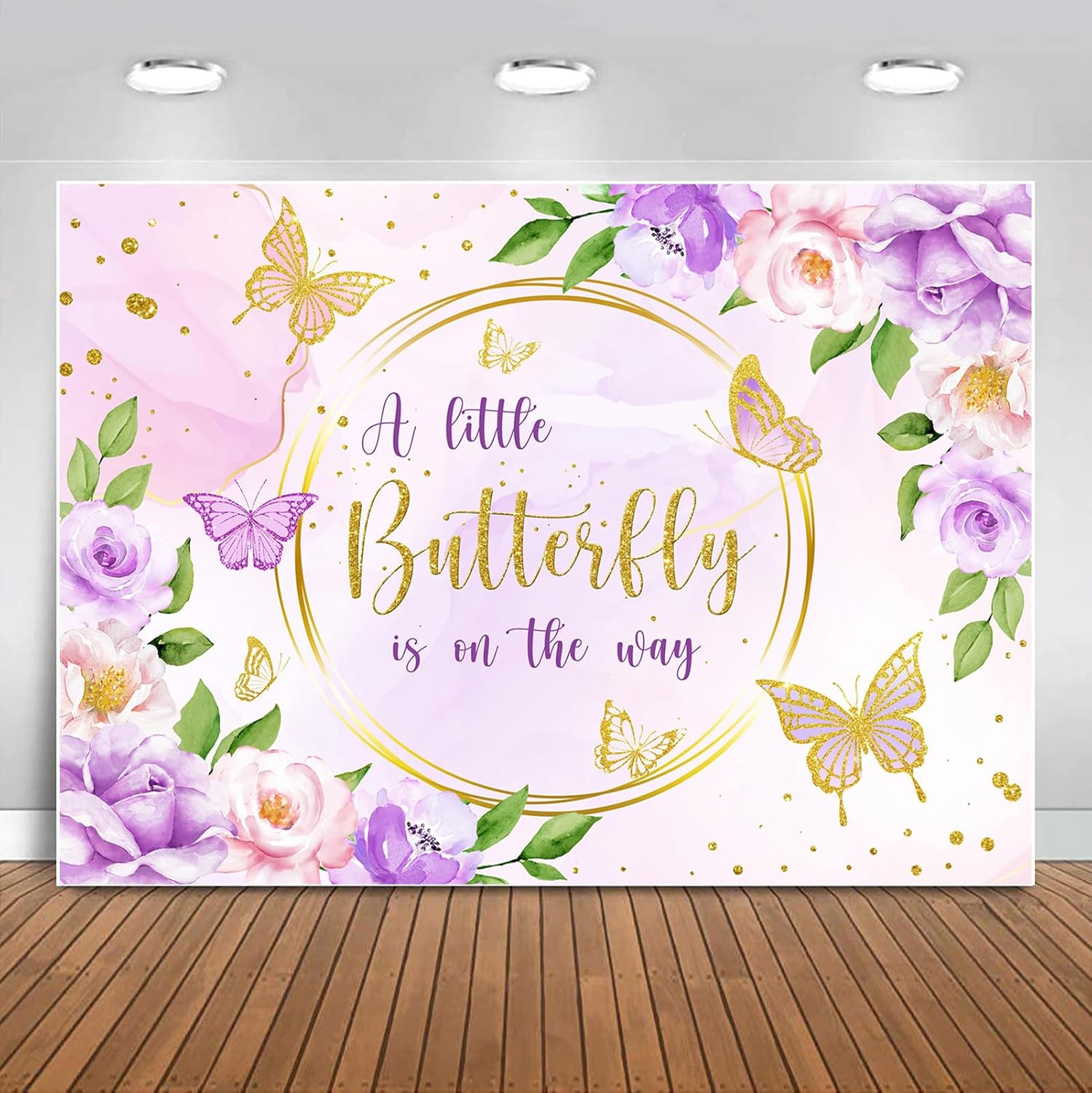 Sweet Flying Butterfly Baby Girl Shower Backdrop main image 1