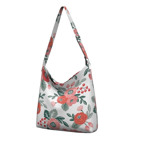 Floral Butterfly Botanical Bee Flower Vintage Wildflower Canvas Tote Bag – Reusable Eco-Friendly Shopping Bag