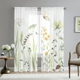 thumbnail image 1 of Floral Butterfly Curtains for Living Room 84 inch Length 2 Panels Set Elegant Yellow Flower Spring Printed Window Curtain Natural Sheer Curtains Chiffon Drapes for Bedroom, 1 of 6