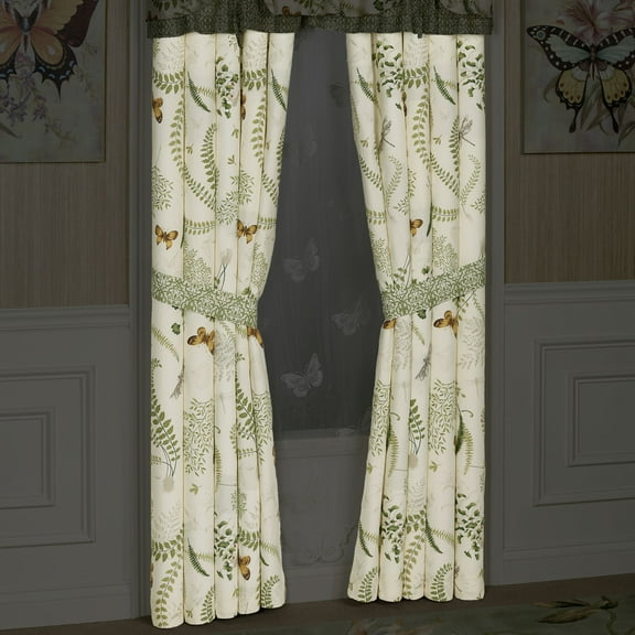 Floral Butterfly Eden Tailored Eggshell Curtain Pair 84 x 84