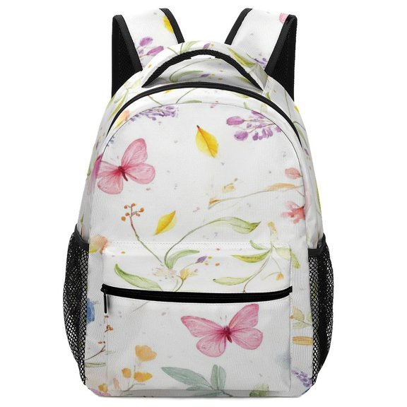 Floral Butterfly Garden Print Backpack for Teenage Business Daypack College Canvas Bags Durable