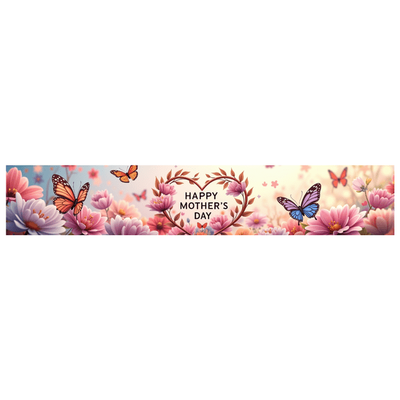 Floral Butterfly Happy Mother's Day Banner Background Backdrop Party Decorations for Family Gatherings Photo Shoots Home Celebrations
