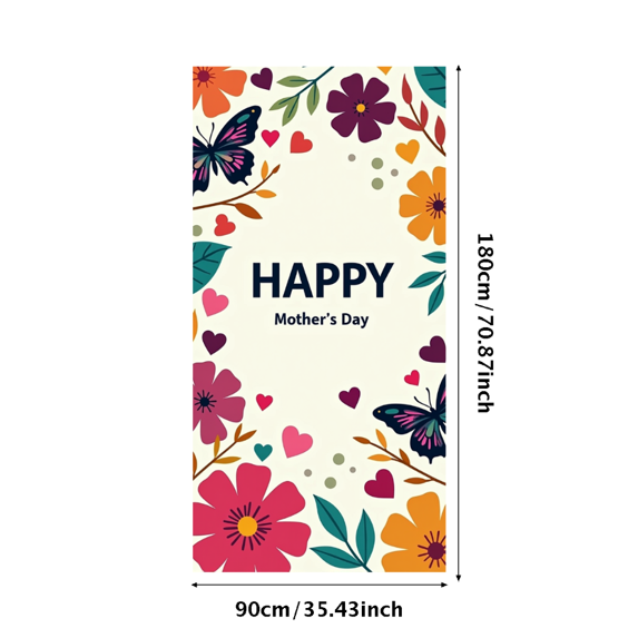 Floral Butterfly Happy Mothers Day Backdrop Decorations with Colorful Hearts and Flowers Banner Event Background Party Supplies Photography Props