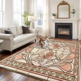 thumbnail image 1 of Floral Butterfly Large Area Rugs 5x8 ft Retro Pink Floral Leaf Butterfly Pink Glass Washable Rug Non Slip Indoor Carpet Absorbent Floor Mat for Living Room Bedroom Dining Room, 1 of 9