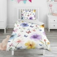thumbnail image 1 of Floral Butterfly Pattern Duvet Cover and Pillowcase Set for Single Bedding, Bedroom Accessories for Kids Teens, 1 of 5