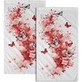 thumbnail image 1 of Floral Butterfly Print Hand Towels - Pink Flower Butterflies Fingertip Towels Set of 2 Blossoming Guest Towel Portable Kitchen Tea Towels for Bathroom Hotel Gym Spa, 1 of 16