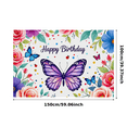 thumbnail image 1 of Floral Butterfly Themed Happy Birthday Banner Background Party Decorations Photography Props Backdrop for Birthday Party Celebration Photo Booth Decors, 1 of 7