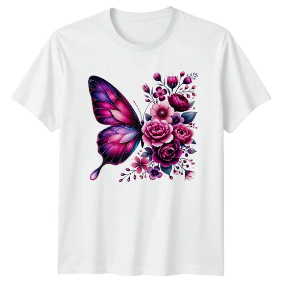 Floral Butterfly Wings Nature Lover Graphic T-Shirt