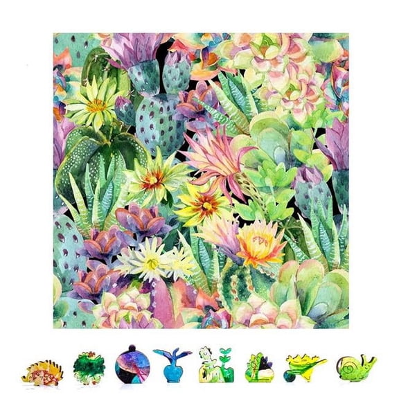 Floral Cactus Wooden Puzzle - 500 Piece