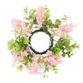 thumbnail image 1 of Floral Candle Rings, Ongmies Floral Candle Rings Plastic Artificial Flower Candle Rings Spring Candle Rings Centerpieces for Wedding Home Table Decoration, A Candlestick with Flower Garland, 1 of 7