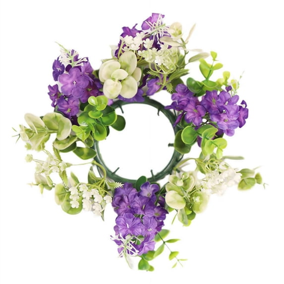 Floral Candle Rings, Ongmies Floral Candle Rings Plastic Artificial Flower Candle Rings Spring Candle Rings Centerpieces for Wedding Home Table Decoration, A Candlestick with Flower Garland