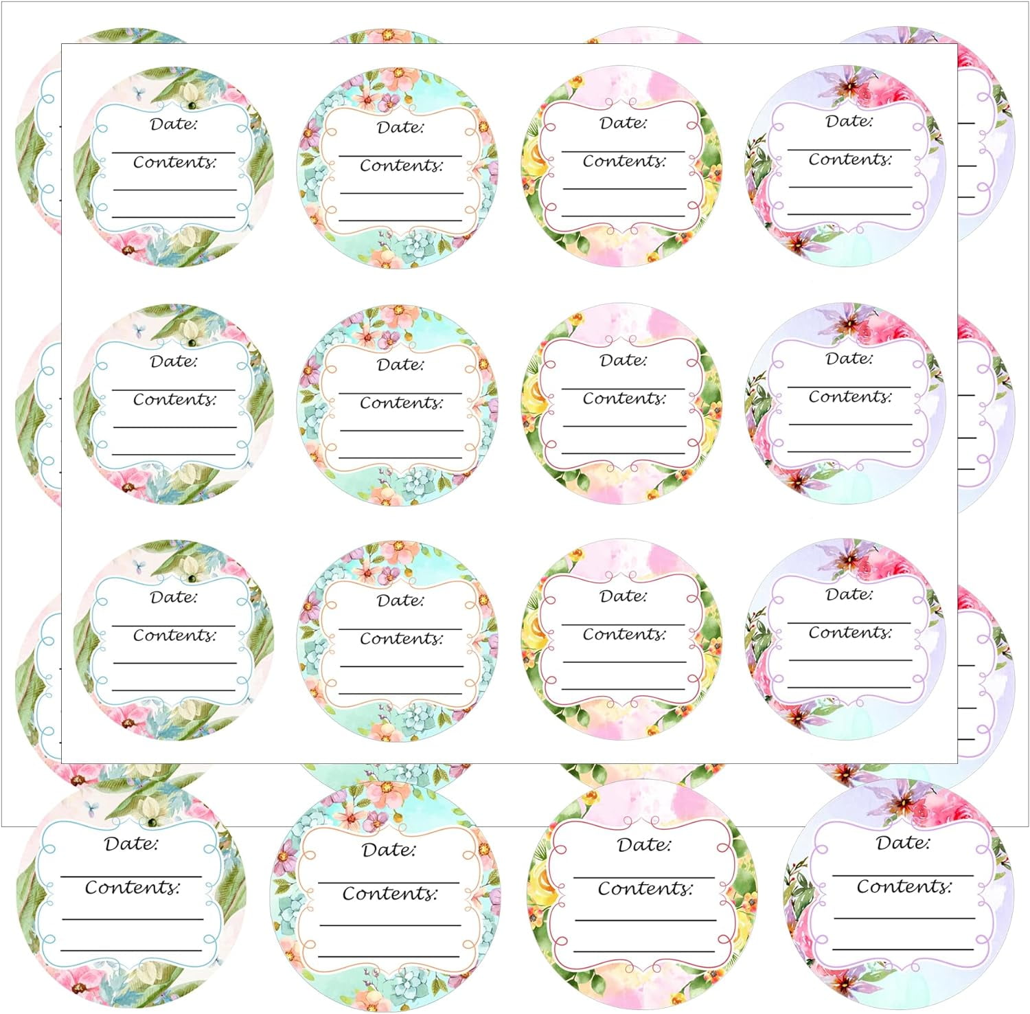 Floral Canning Labels 2inch Mason Jar Lid Labels Spice Jars Labels Food
