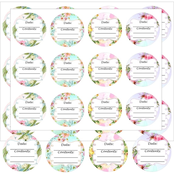 Floral Canning Labels 2inch Mason Jar Lid Labels Spice Jars Labels Food