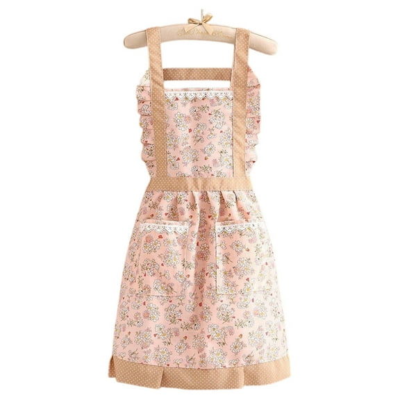Floral Canvas Apron Women's Waist Design Bib Stylish Summer Workwear Breathable