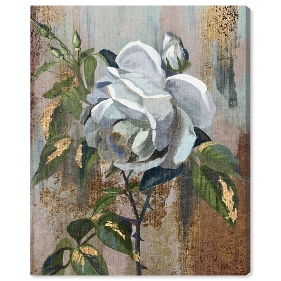 Floral Canvas Gold Canvas Glamorous Feminine Wall Art by Art Remedy, Gallery Wrapped, 16" x 20"