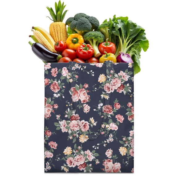 Floral Canvas Tote Bag – Vintage Botanical Bloom Design, Reusable and Eco-Friendly
