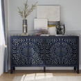 thumbnail image 1 of Floral Carved Buffet & Sideboard Cabinet,Elegant Accent Cabinet with Adjustable Shelves, Solid Wood Legs & Intricate Handles for Dining Room,living room Storage, 1 of 12