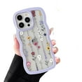 thumbnail image 1 of Floral Case for iPhone 13 Pro Max 6.7 inch,Cute Curly Wave Frame Shape Case with Branch Flower Pattern for Women Girls, Clear Soft Slim Shockproof Phone Case for iPhone 13 Pro Max, Purple, 1 of 18