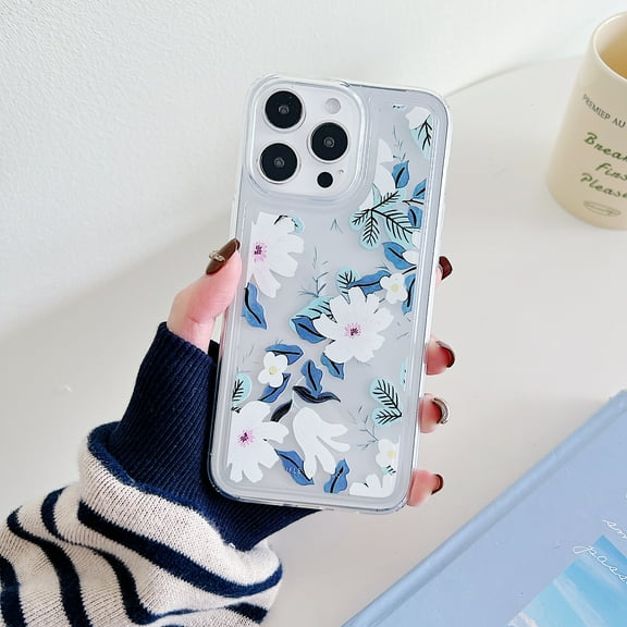 Floral Case for iPhone 14 Pro Max, Clear Case with Flower Pattern Cute Cover for Girls Women Slim Lightweight Silicone Shockproof Non-Yellowing Phone Case for iPhone 14 Pro Max, Flower-B