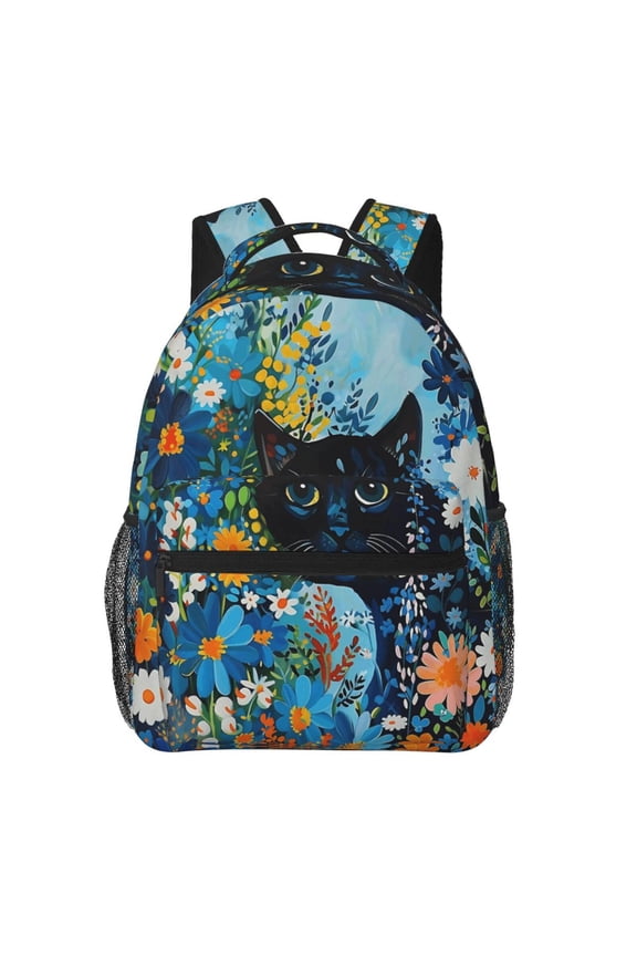 Floral Cat Backpack Lightweight Rucksack Travel Bag for Men and Women
