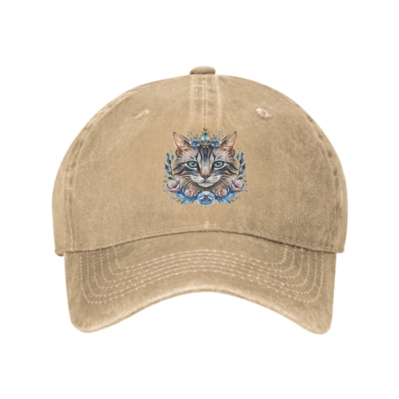 Floral Cat Baseball Caps for Men Women Adjustable Casual Trucker Hats for Fishing Outdoor Activities Fashion Hats