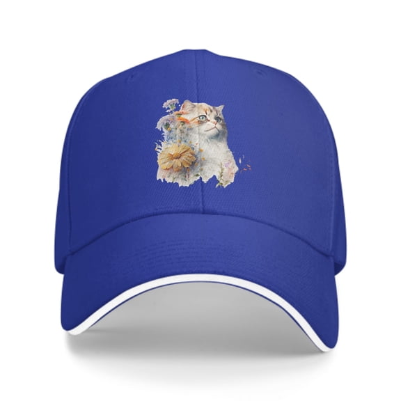 Floral Cat Baseball Caps for Men Women Fashion Summer Casquette Adjustable Casual Trucker Hats for Outdoor Activities