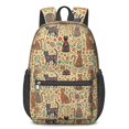 thumbnail image 1 of Floral Cat Beige Pattern 17" Waterproof Oxford School Backpacks for Teens, S-Shape Padded Straps, for School, Travel, Hiking, Camping, 1 of 5