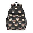 thumbnail image 1 of Floral Cat Head Black Pattern Backpack for School, Cute School Bag with Adjustable Shoulder Straps and Padded Back, 15.25"x11.5"x5.25", 1 of 4