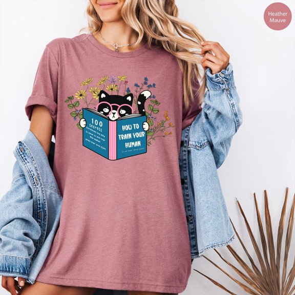 Floral Cat Shirt, Cat Lover T-shirt, Cat Book Shirt, Cat Lover , Her, Cat Mom Shirt , Cute Cat Shirts, Cute Book Cat Tshirt Tshirt All Size S-5XL