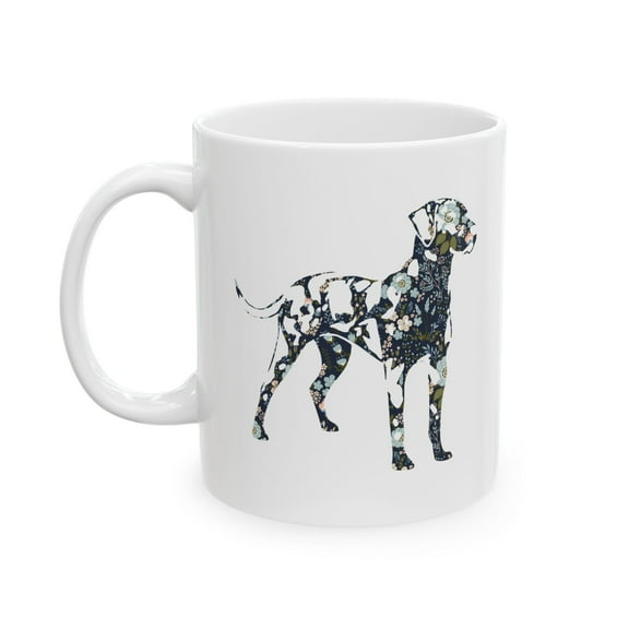 Floral Catahoula 11 oz Coffee Mug - Cute Gift for Dog Lovers White Ceramic