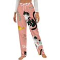 thumbnail image 1 of Floral Cats Birds Pretty Pink Pattern Winter Female Pants Flannel High Waist Women Pants Lady Warm Straight Leg Plush Trousers, 1 of 7