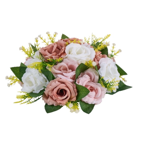 Floral Centerpiece Ball Set - 10 Pack, 9.5-Inch Artificial Rose Flower Balls for Wedding Table and Home Decor, Pink and White Arrangements
