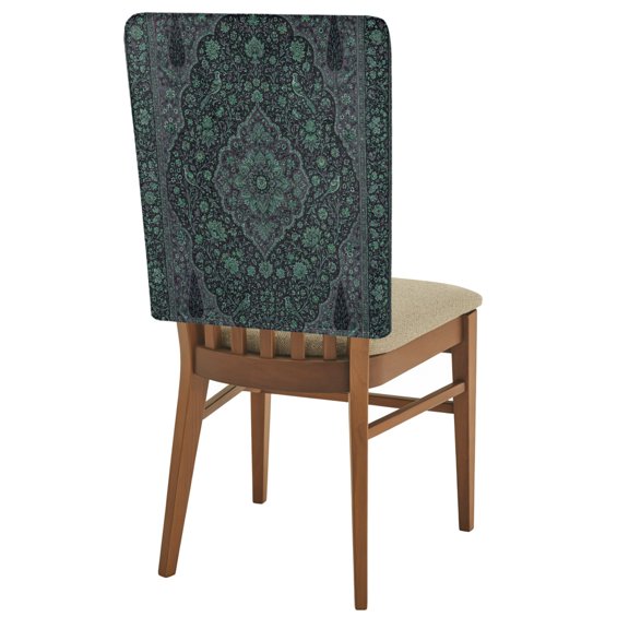 Floral Central Medallion Chair Back Covers Set of 1 Vintage Green Leaf Vines Border Frames Removable Dining Chair Slipcovers Washable Seat Protector for Restaurant Party Banquet Kichen Decor