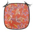 thumbnail image 1 of Floral Chair Seating Cushion, Exotic Leaves Botanical Summer Theme Happy Warm Tones, Soft Seat Pads for Office with Anti-slip Backing, 16"x16", Vermilion Multicolor, by Ambesonne, 1 of 7