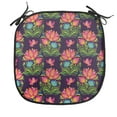 thumbnail image 1 of Floral Chair Seating Cushion, Folkloric Themed Cultural Ornamental Flowers Pattern Blooming Print, Soft Seat Pads for Office with Anti-slip Backing, 16"x16", Dark Purple and Multicolor, by Ambesonne, 1 of 4