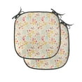 thumbnail image 1 of Floral Chair Seating Cushion Set of 2, Botanical in Earth Tones Spring Vibes, Seat Pads for Office with Anti-slip Backing, 16"x16", Champagne Multicolor, by Ambesonne, 1 of 7