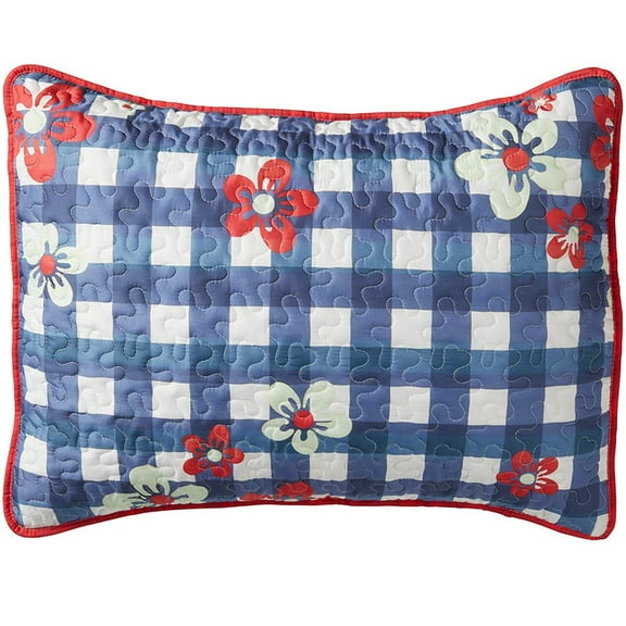 Floral Check Quilt Ensemble - Sham