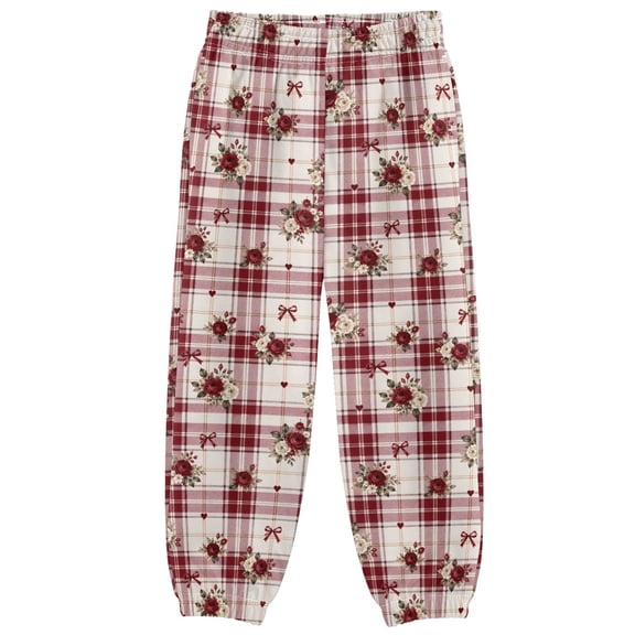 Floral Checkered Boys Pants Kids Casual Sweatpants Joggers Toddler Sports Pants 3-10 Years