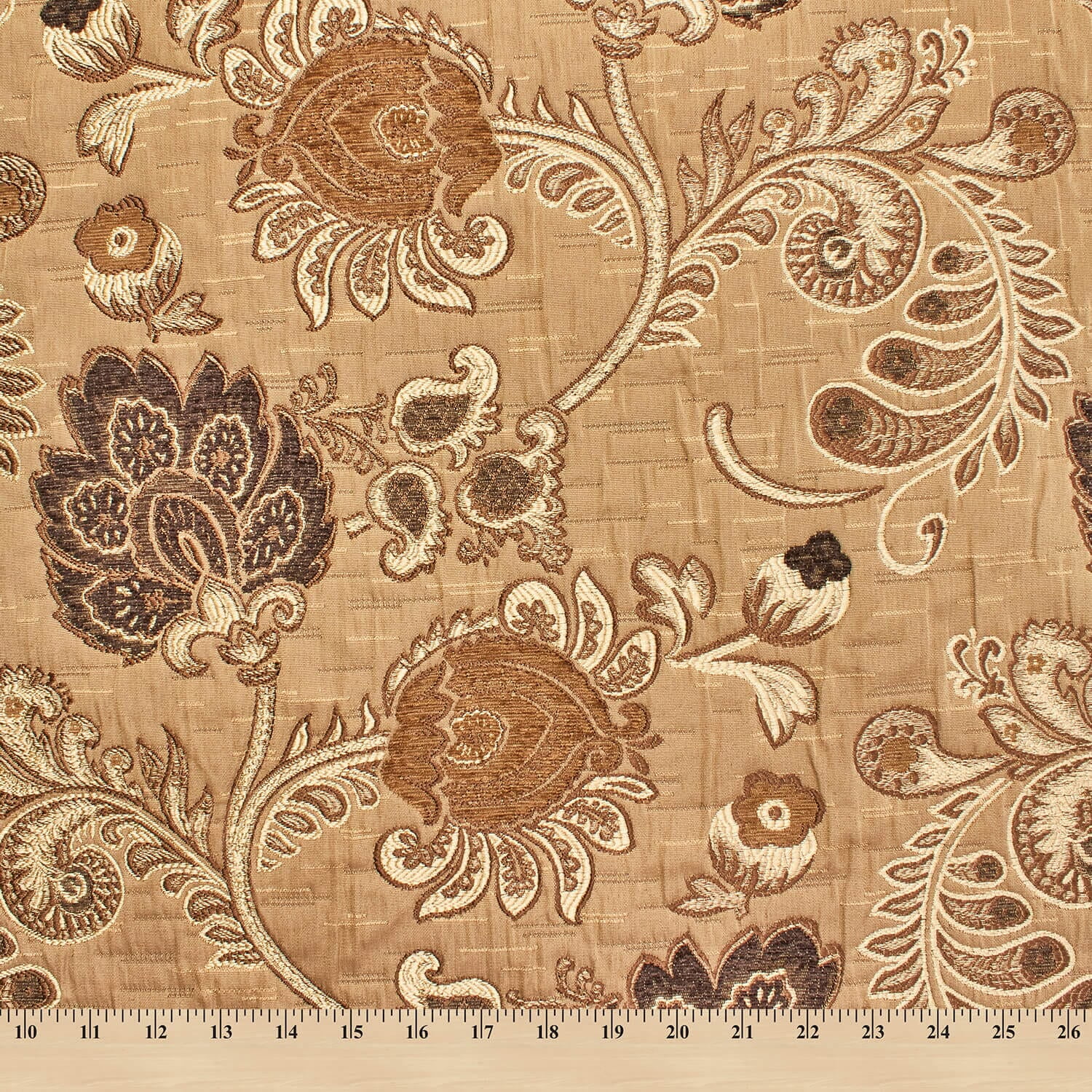 Floral Chenille Upholstery Brocade&nbsp;Jacquard 58/59" Fabric By The Yard - Sand / Tan