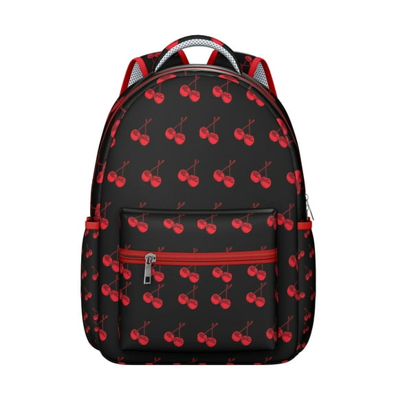 Floral Cherry Print Backpack for Women, Large Laptop Bookbag for School College, Durable Work Backpack with Laptop Sleeve, Spacious Daypack for Commute Travel Gift