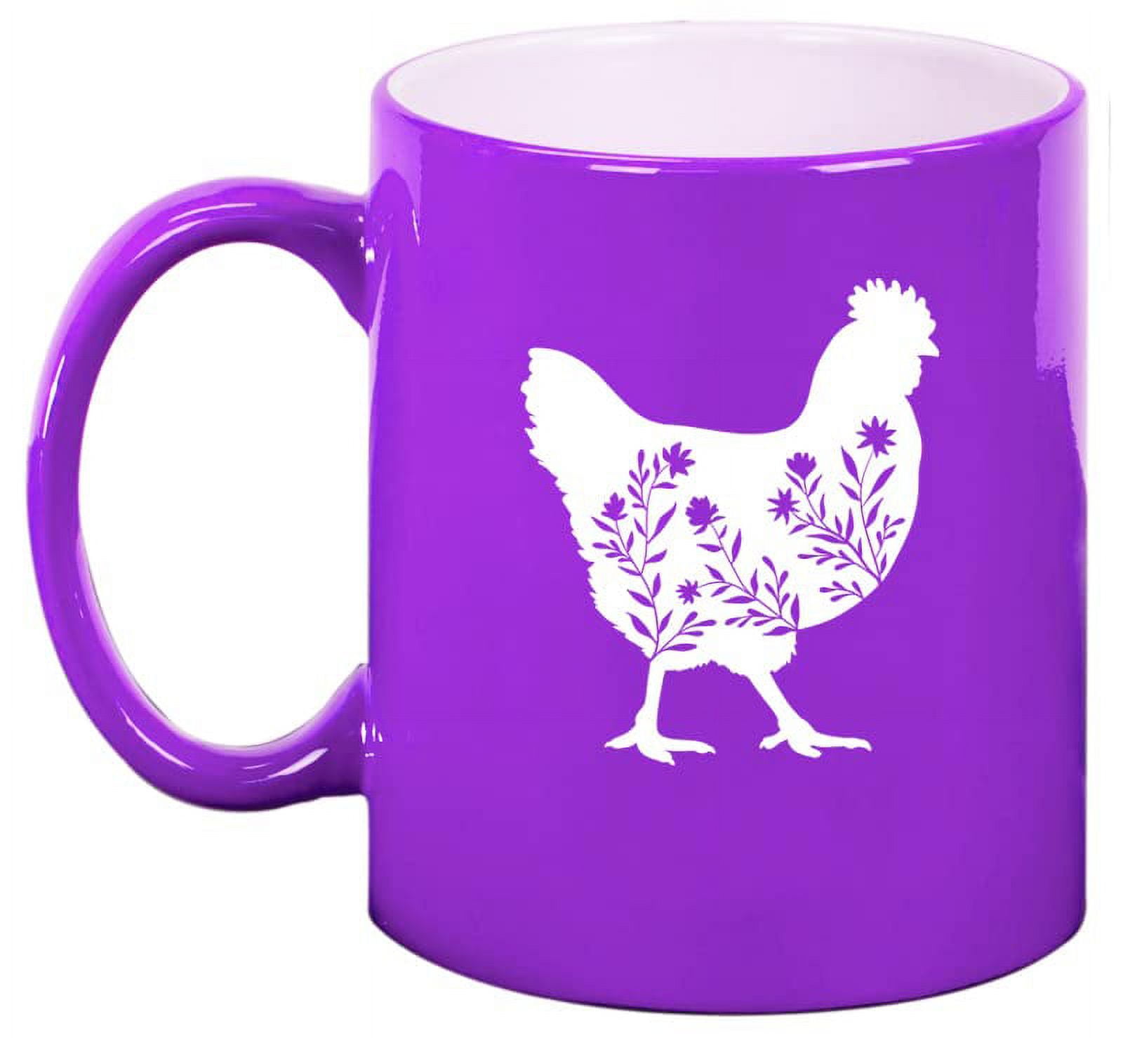 Floral Chicken Ceramic Coffee Mug Tea Cup Gift for Her, Women, Daughter